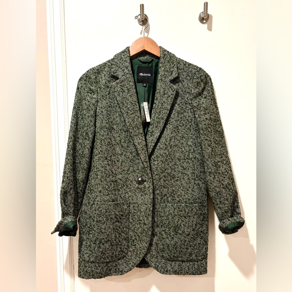 Brand new Madewell patch pocket tweed blazer, 55% Wool